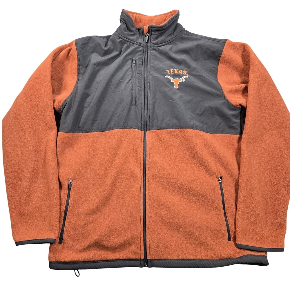 Texas Longhorns Jacket Mens XL Orange Gray NCAA Football Colosseum Full Zip
